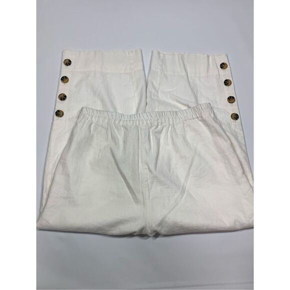 John Mark Linen blend wide leg crop pant size medium - Picture 3 of 7